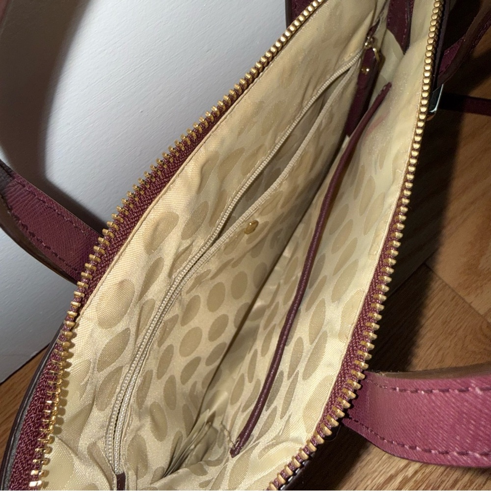 Kate Spade Burgundy Saffiano Leather Crossbody Satchel Gold Chain Strap Red Wine - Picture 5 of 7